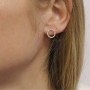 10mm 925 Sterling Silver Hooped wire earstuds x2