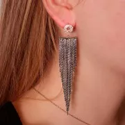 9mm 925 Sterling Silver circle earStuds with zirconium oxide - Crystal x2