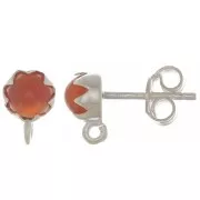 925 Sterling Silver 6mm EarStuds with gemstone - Carnelian x2