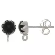 925 Sterling Silver 6mm EarStuds with gemstone - Black Onyx x2