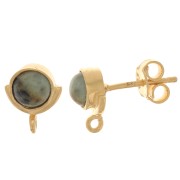 10x8mm 925 St. Silver gemstone EarStuds - African Turquoise - Fine Gold Plated x2|raw }}
