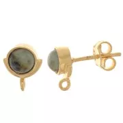 10x8mm 925 St. Silver gemstone EarStuds - African Turquoise - Fine Gold Plated x2