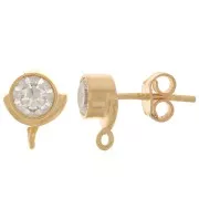 10x8mm 925 Sterling Silver EarStuds with zirconium oxide - Crystal - Fine Gold Plated x2