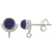 10x8mm 925 Sterling Silver EarStuds with gemstone - Lapis lazuli x2