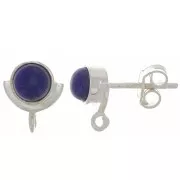 10x8mm 925 Sterling Silver EarStuds with gemstone - Lapis lazuli x2