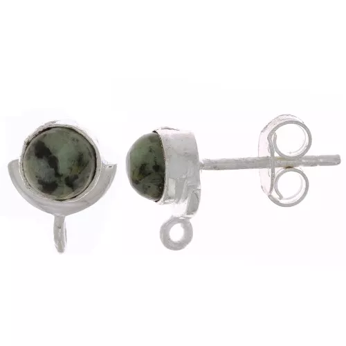 10x8mm 925 Sterling Silver EarStuds with gemstone - African Turquoise x2