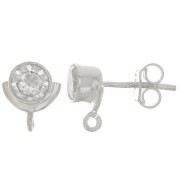 10x8mm 925 Sterling Silver EarStuds with zirconium oxide - Crystal x2|raw }}
