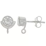 10x8mm 925 Sterling Silver EarStuds with zirconium oxide - Crystal x2