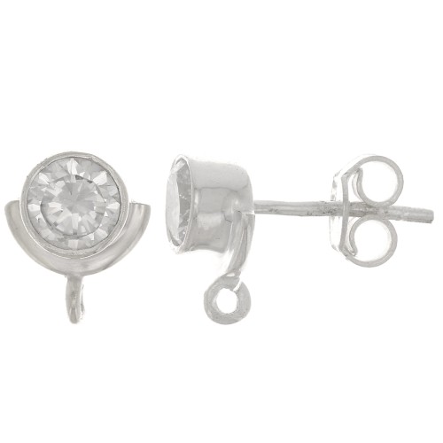 10x8mm 925 Sterling Silver EarStuds with zirconium oxide - Crystal x2