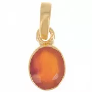 12x7mm 925 Sterling Silver Oval faceted pendant - Fine Gold Plated - Carnelian x1