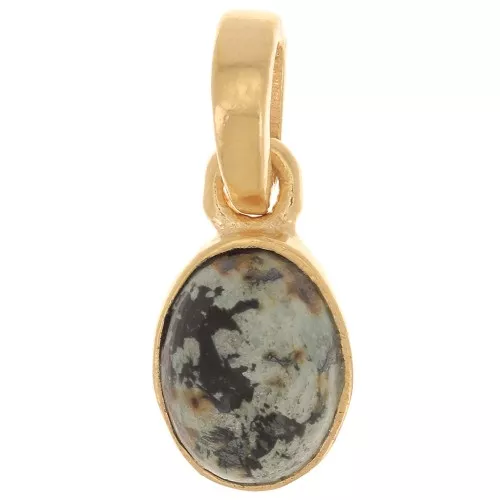 12x7mm 925 Sterling Silver Oval faceted pendant - Fine Gold - African Turquoise x1