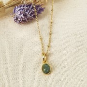 12x7mm 925 Sterling Silver Oval faceted pendant - Fine Gold - African Turquoise x1