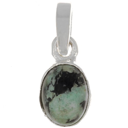 12x7mm 925 Sterling Silver oval faceted Pendant - African Turquoise x1
