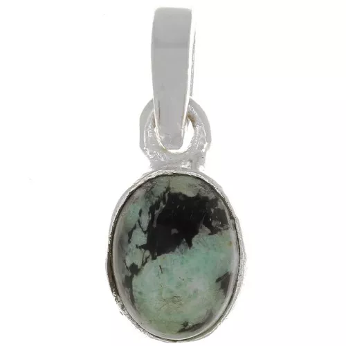 12x7mm 925 Sterling Silver oval faceted Pendant - African Turquoise x1
