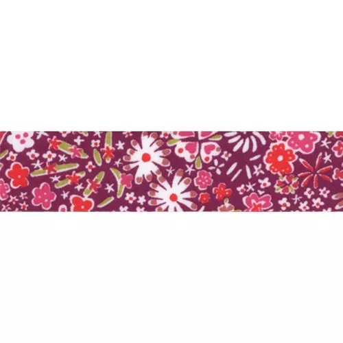 Bias ribbon Liberty Kayoko Fuchsia x 1m