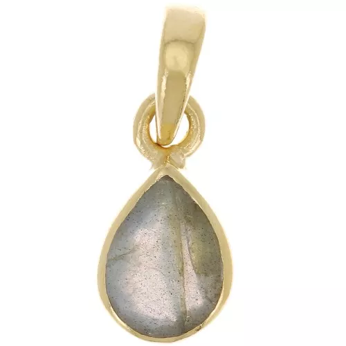 12x7mm 925 Sterling Silver faceted drop Pendant - Gold Plated - Labradorite x1