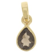 12x7mm 925 Sterling Silver faceted drop Pendant - Gold Plated - Smoky Quartz x1