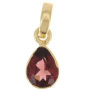 12x7mm 925 Sterling Silver faceted drop Pendant - Fine Gold Plated - Garnet x1|raw }}