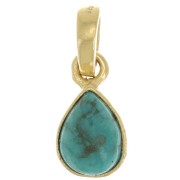 12x7mm 925 Sterling Silver faceted drop Pendant - Gold - imitation Turquoise x1