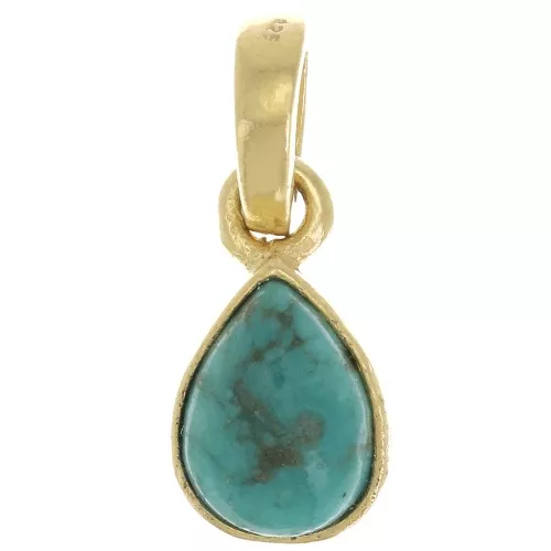 12x7mm 925 Sterling Silver faceted drop Pendant - Gold - imitation Turquoise x1