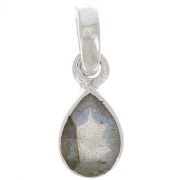 12x7mm 925 Sterling Silver faceted drop gemstone pendant - Labradorite x1