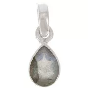 12x7mm 925 Sterling Silver faceted drop gemstone pendant - Labradorite x1