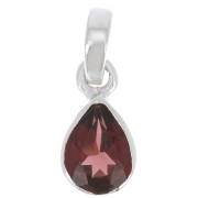 12x7mm 925 Sterling Silver faceted drop gemstone pendant - Garnet x1