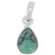 12x7mm 925 St. Silver drop faceted Pendant in imitation gemstone - Turquoise x1