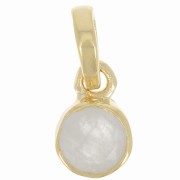 7mm 925 Sterling silver Round faceted gemstone pendant - Gold - Moonstone x1