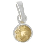 7mm 925 Sterling Silver Round faceted gemstone pendant - Citrine x1|raw }}