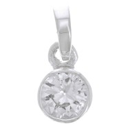 7mm 925 Sterling Silver round faceted pendant with  zirconium oxide - Crystal x1|raw }}