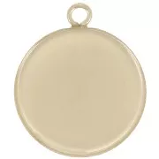 Gold filled Round pendant for 15mm flat back cabochon x1