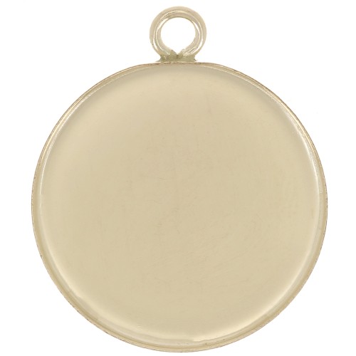 Gold filled Round pendant for 15mm flat back cabochon x1