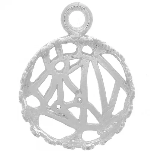 925 Sterling Silver Round pendant - for 12mm flat back cabochon x1