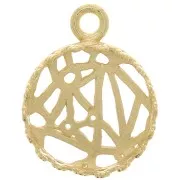 Round pendant - for 12mm flat back cabochon - 3 micron gold plated x1
