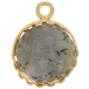 Round pendant - for 12mm flat back cabochon - 3 micron gold plated x1