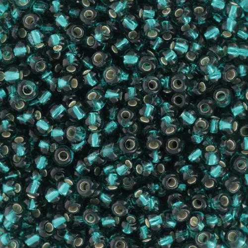 Preciosa Seed beads 9/0 2.5 mm - Emerald Silver Lined x20g