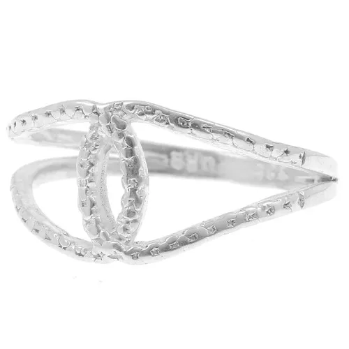 925 Sterling Silver Hammered Cross Ring - Size 52 x1