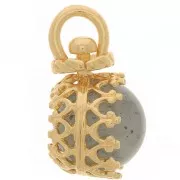 Round swivel crown pendant - for 8mm beads - 3 micron gold plated x1