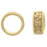 7x3mm Round worked bead - 3 micron Gold Plated x1