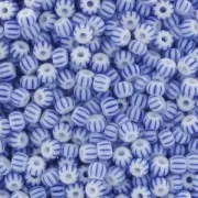 Mini Seed beads 2mm striped - white/Blue  x10g
