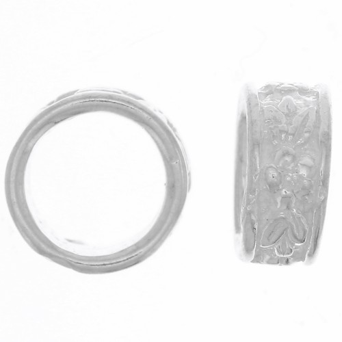 7x3mm 925 Sterling Silver Round worked bead x1