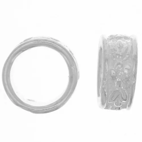 7x3mm 925 Sterling Silver Round worked bead x1