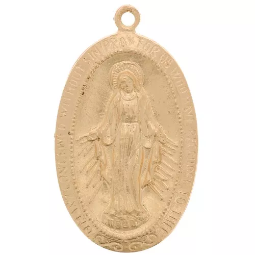 22x13mm Gold filled Oval worked pendant - Virgin pattern x1