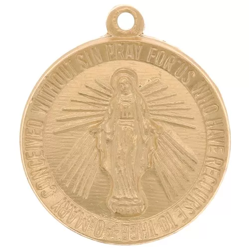 15mm Gold filled Round worked pendant - Virgin pattern x1