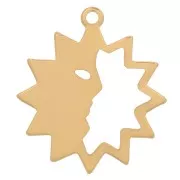 14mm Gold filled Hollow sun pendant with half face x1