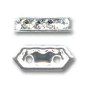 Rhinestones bridge spacer 10x5mm Silver-colored Crystal 2 holes x1