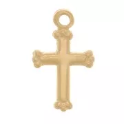 14x8mm Gold filled Small Ball Cross Charm x1