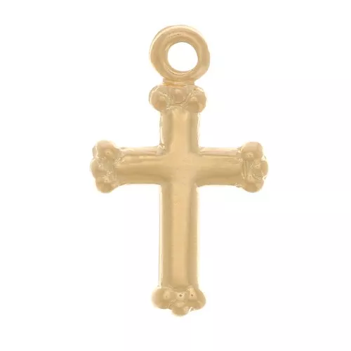 14x8mm Gold filled Small Ball Cross Charm x1