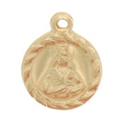 9mm Gold filled Round worked charm - religious pattern x1|raw }}